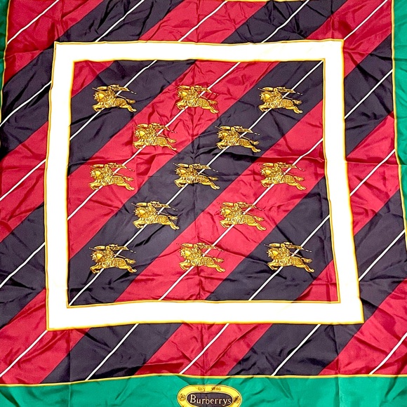 BURBERRY Women’s Prorsum Knight Silk Scarf Hand Rolled Vintage MADE IN ITALY - Picture 2 of 13